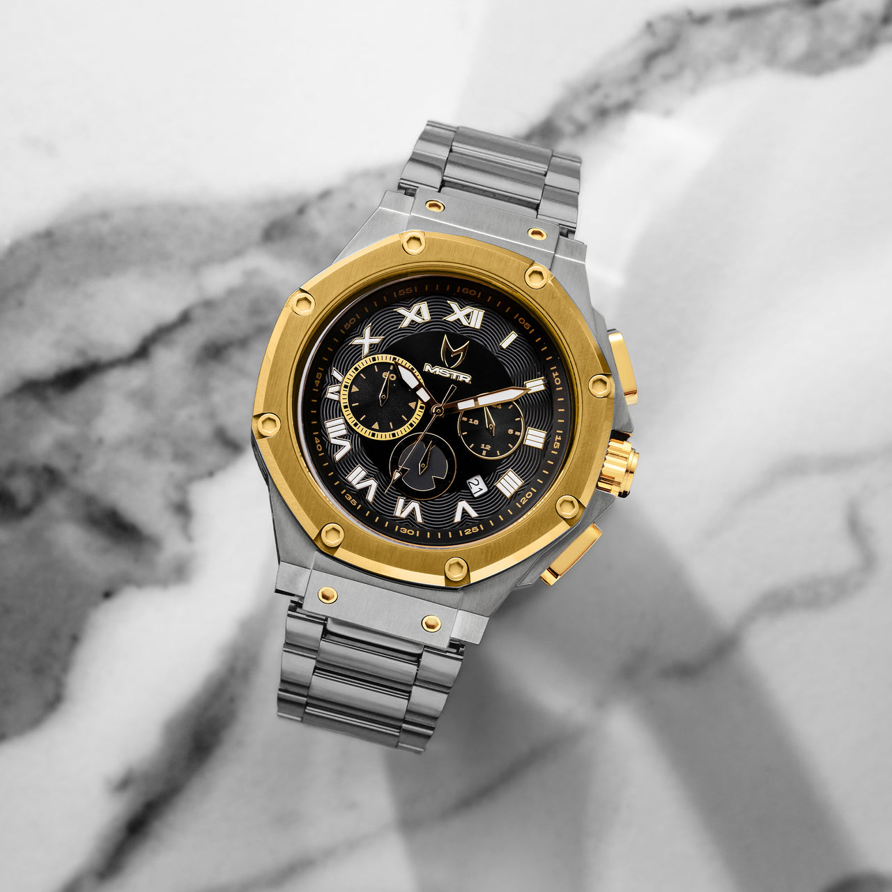 AM1053SS - AMBASSADOR SILVER & GOLD WATCH WITH STEEL STRAP