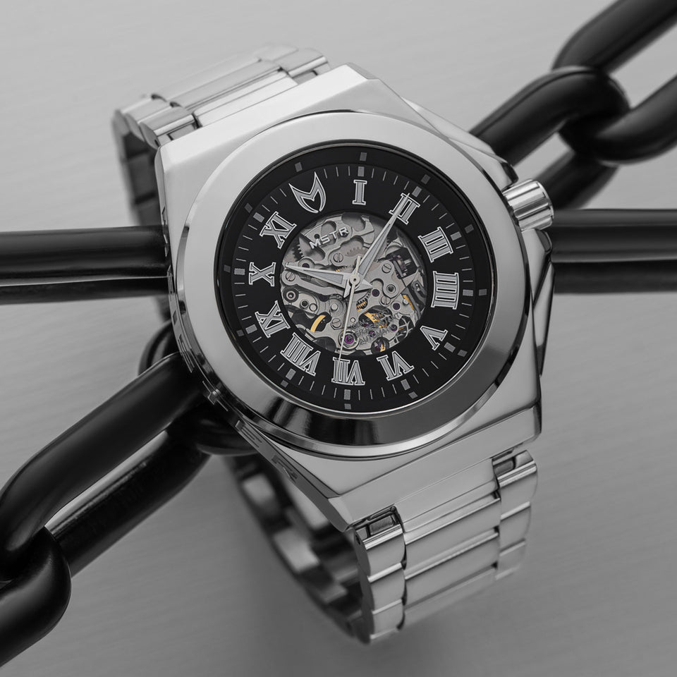 NO110SK - NOBLE SKELETON SILVER WATCH – Meister Watches