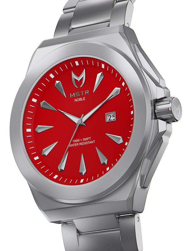 Silver and red clearance watch