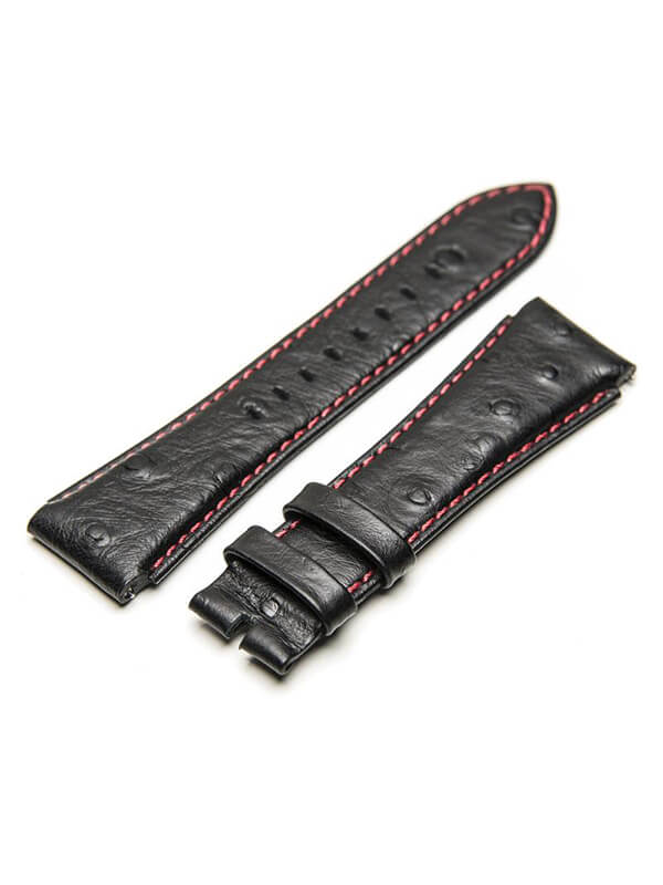 SB218OB - BLACK OSTRICH STYLE BAND / RED STITCH